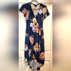 Navy floral hi-low dress (M)